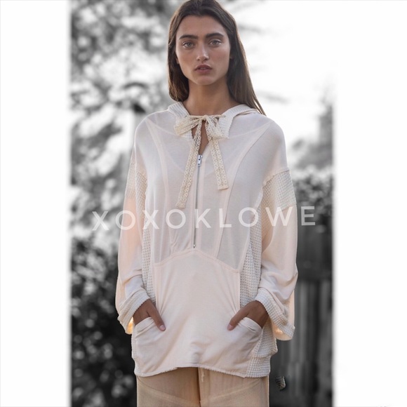 POL Cream Hoodie Pullover Half Zip Oversized Fit - Picture 11 of 11